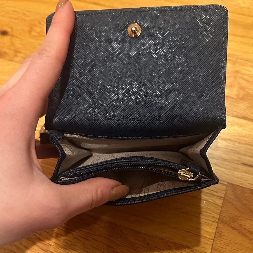 Michael Kors Navy Wallet with Gold Logo